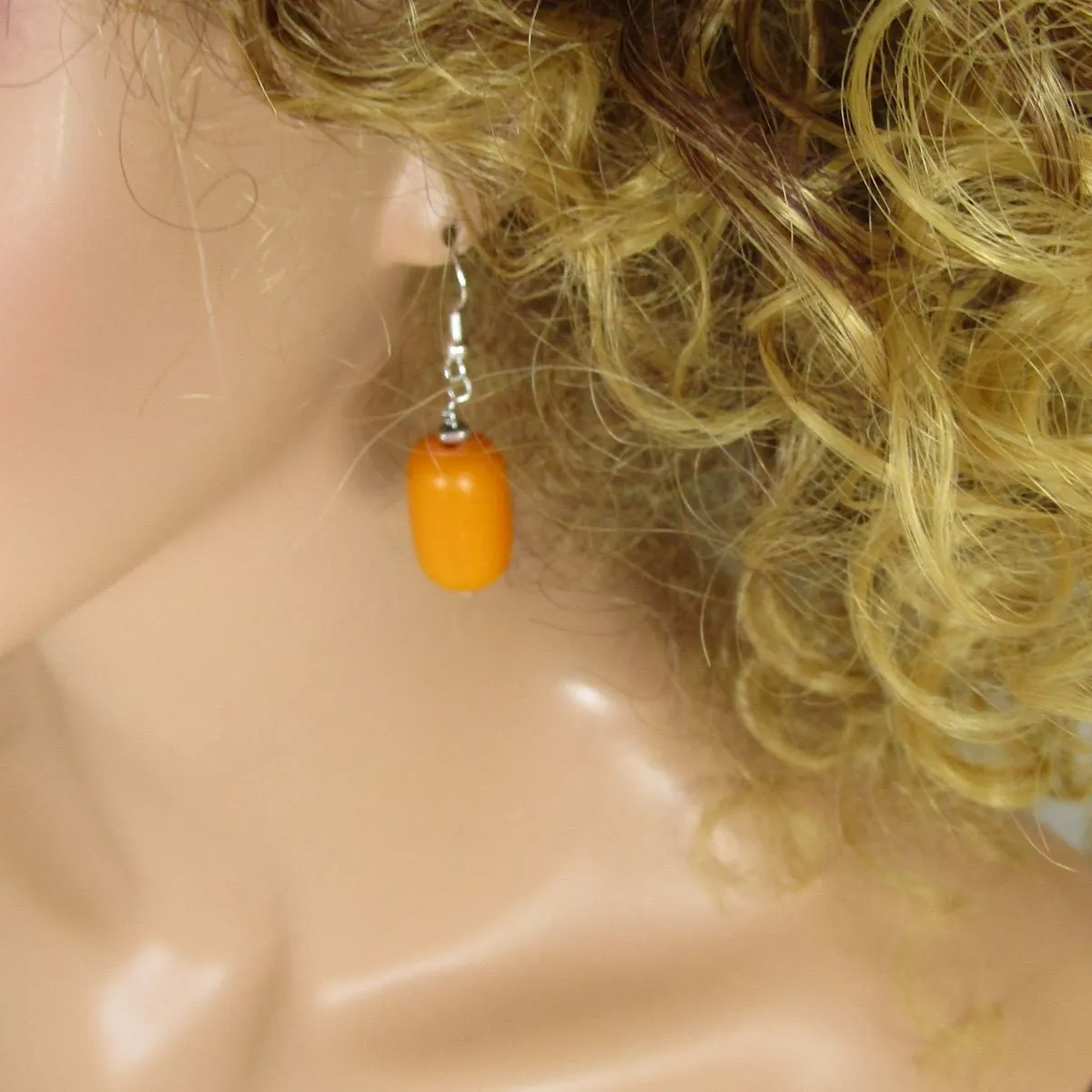 Big Bold Orange Bead Drop Earrings