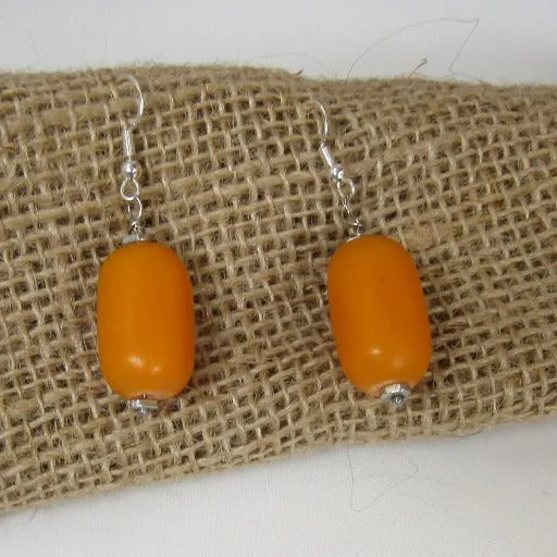 Big Bold Orange Bead Drop Earrings