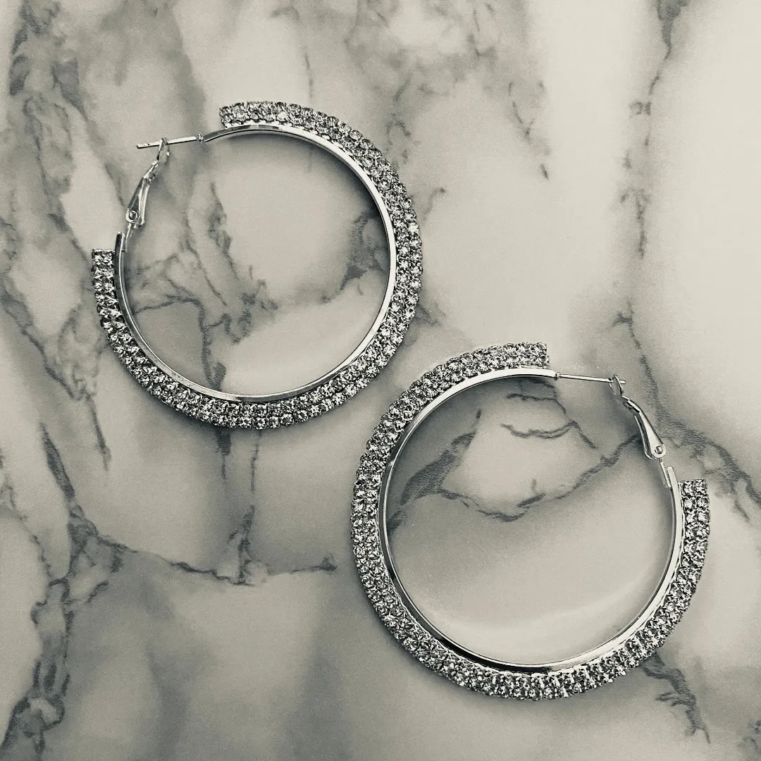 Blingy Silver Hoop Earrings