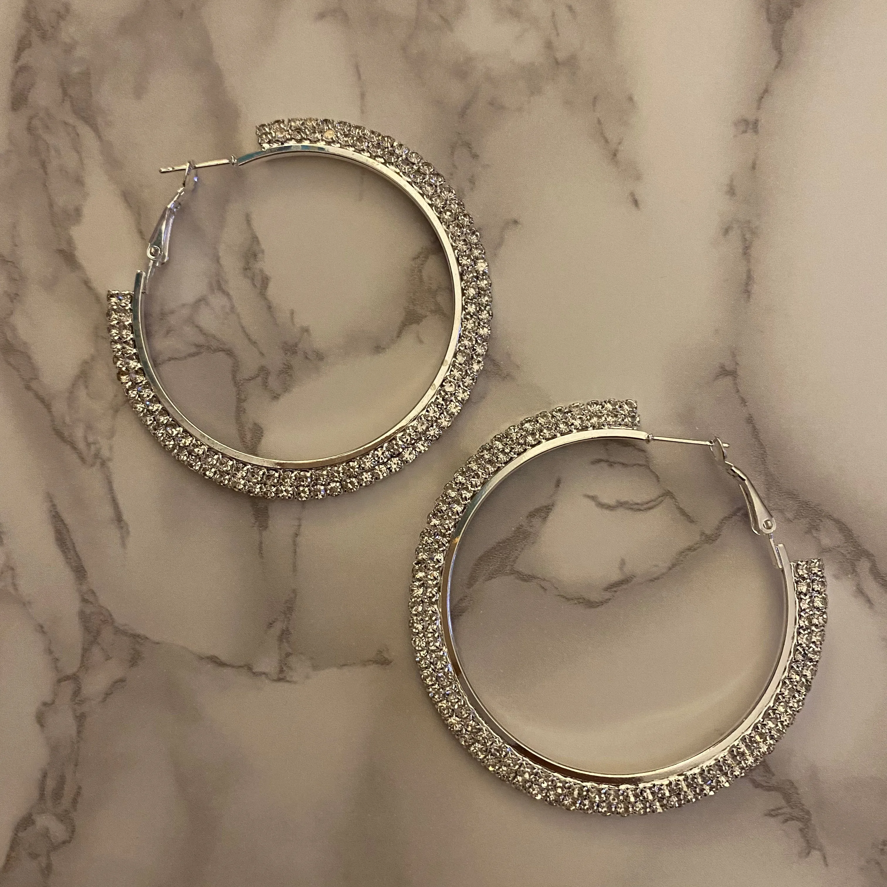 Blingy Silver Hoop Earrings