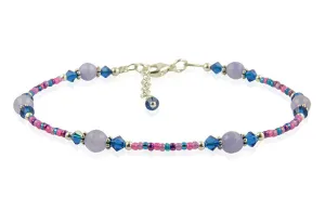 Blue Jade Gemstone Beaded Anklet