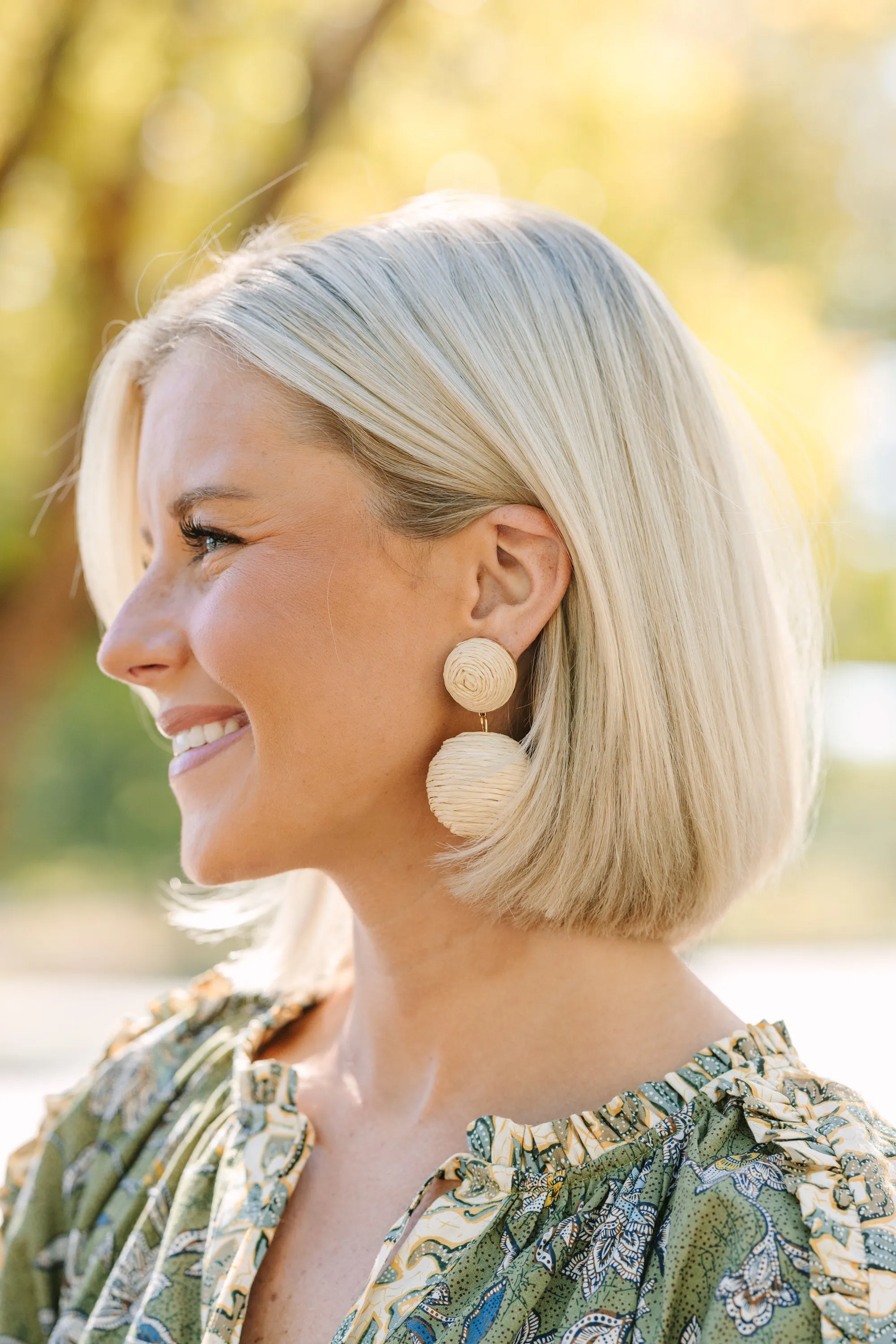 Boho Bold Raffia Lantern Earrings