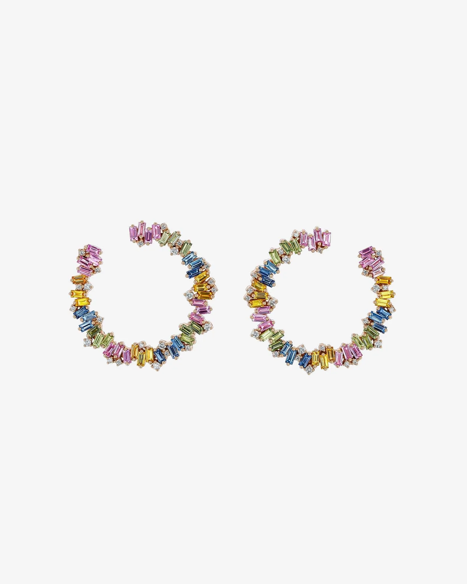 Bold Burst Pastel Sapphire Sideways Midi Hoops