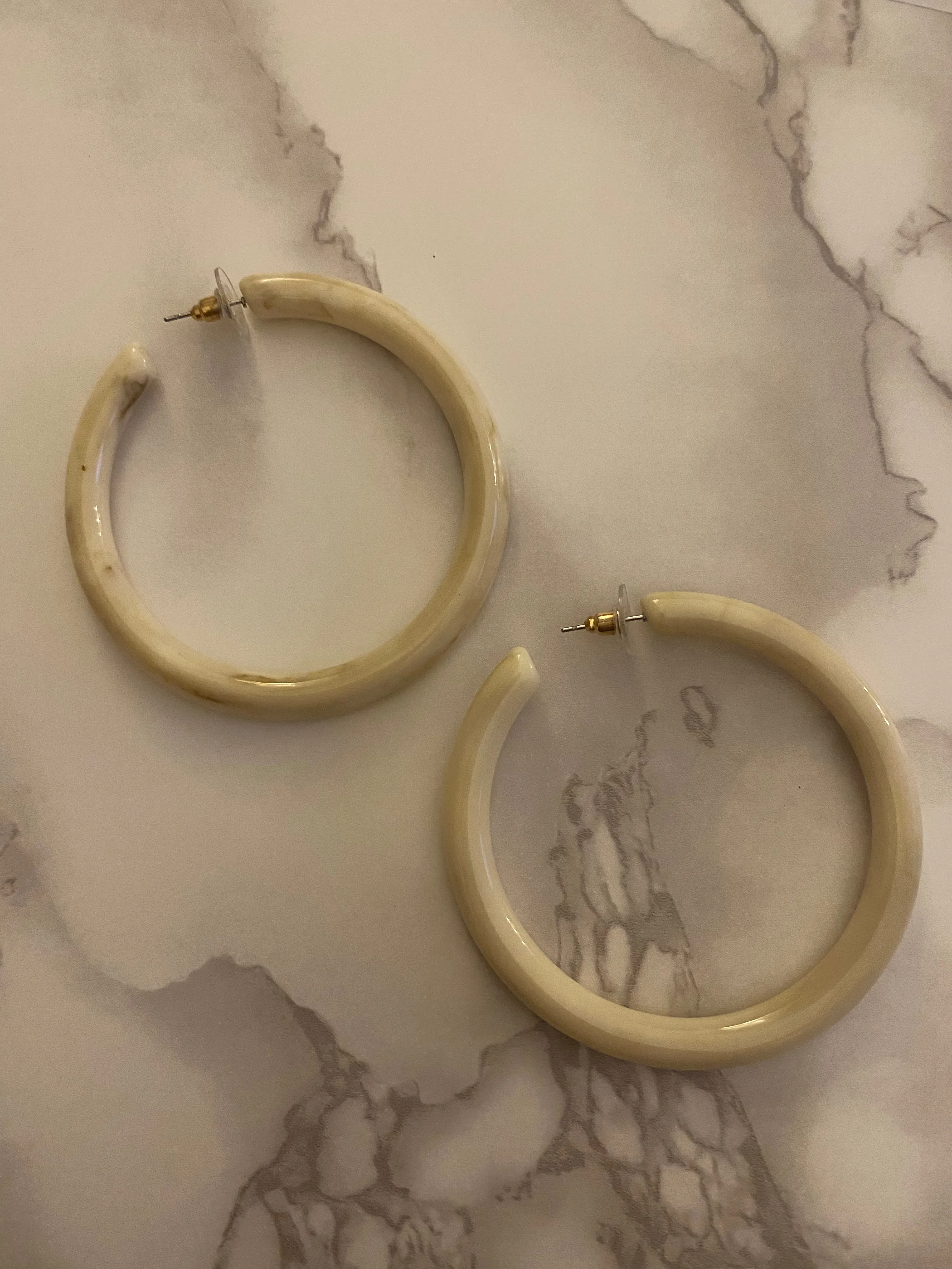 Bone Large Hoop Earrings