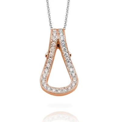 Buckle Pendant Necklace in 18k Gold with Diamonds