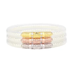 BuDhaGirl | Set of Three | Three Queens All Weather Bangles in White Pearl