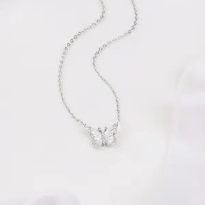 Butterfly Pearl & Silver Necklace