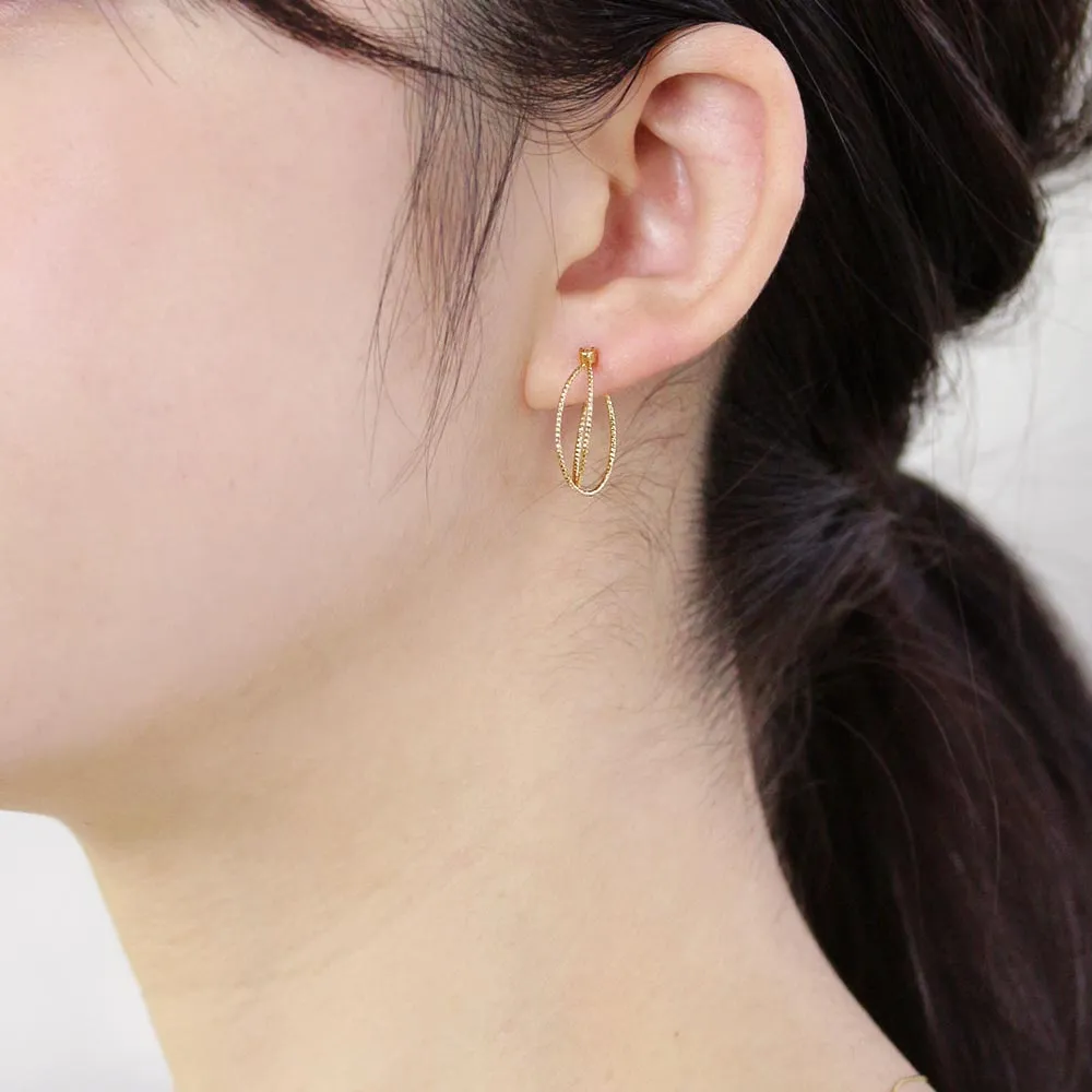 Cable Hoop Earrings 18K Gold Post