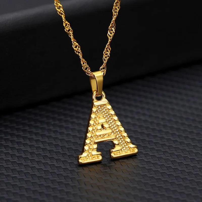 Capital Letter Necklaces Charm Jewelry NCJSOII24 Stainless Steel Golden Color