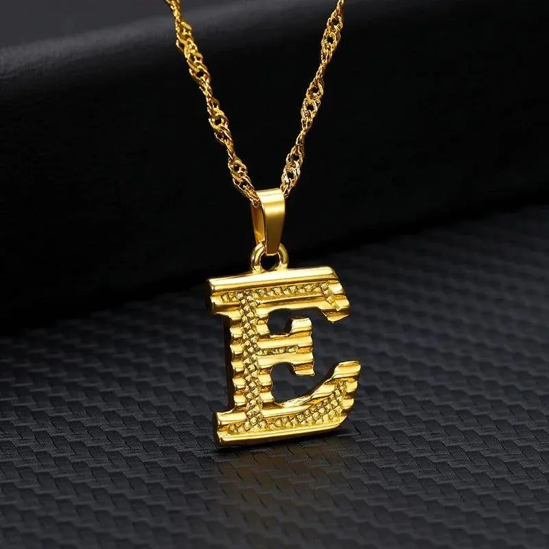 Capital Letter Necklaces Charm Jewelry NCJSOII24 Stainless Steel Golden Color