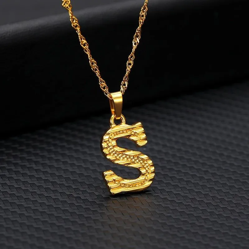 Capital Letter Necklaces Charm Jewelry NCJSOII24 Stainless Steel Golden Color