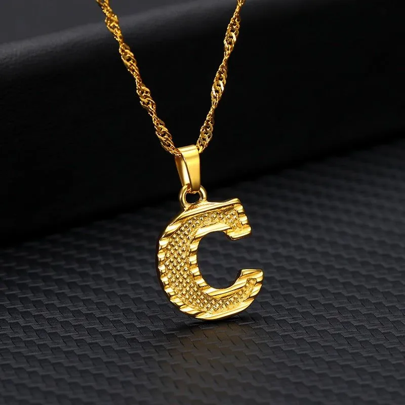 Capital Letter Necklaces Charm Jewelry NCJSOII24 Stainless Steel Golden Color