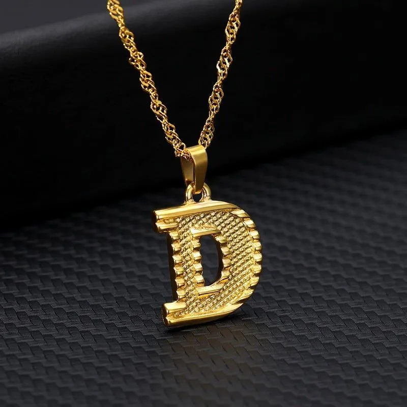 Capital Letter Necklaces Charm Jewelry NCJSOII24 Stainless Steel Golden Color