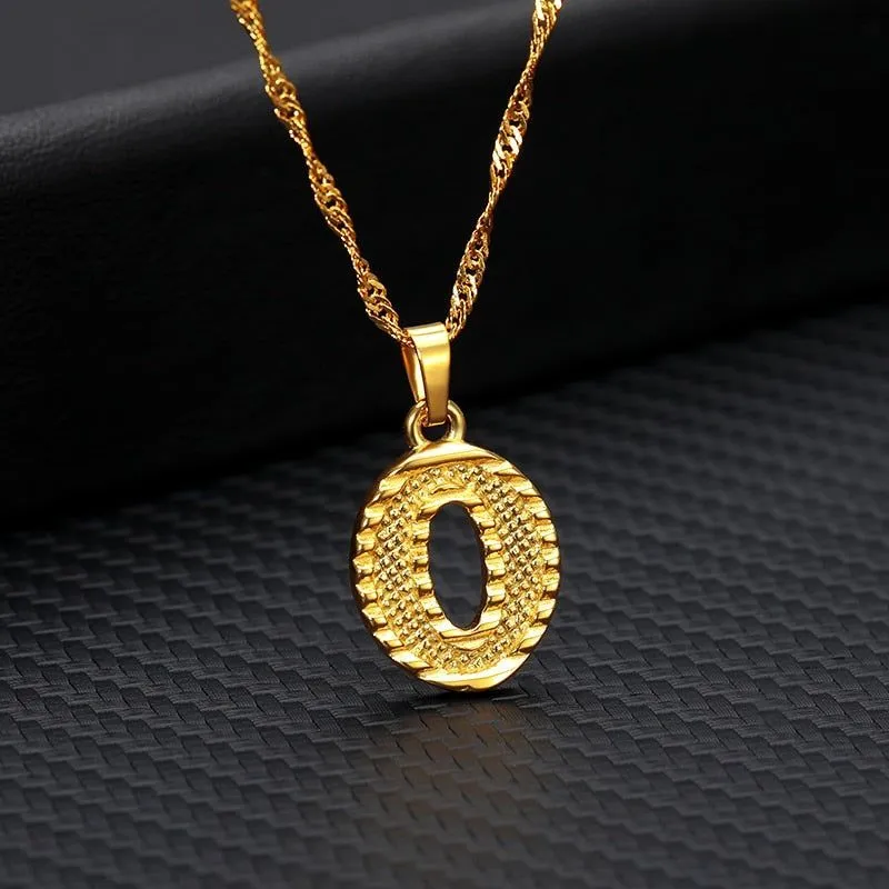 Capital Letter Necklaces Charm Jewelry NCJSOII24 Stainless Steel Golden Color