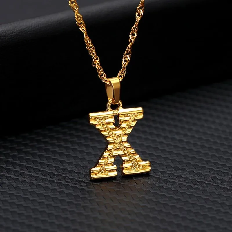 Capital Letter Necklaces Charm Jewelry NCJSOII24 Stainless Steel Golden Color