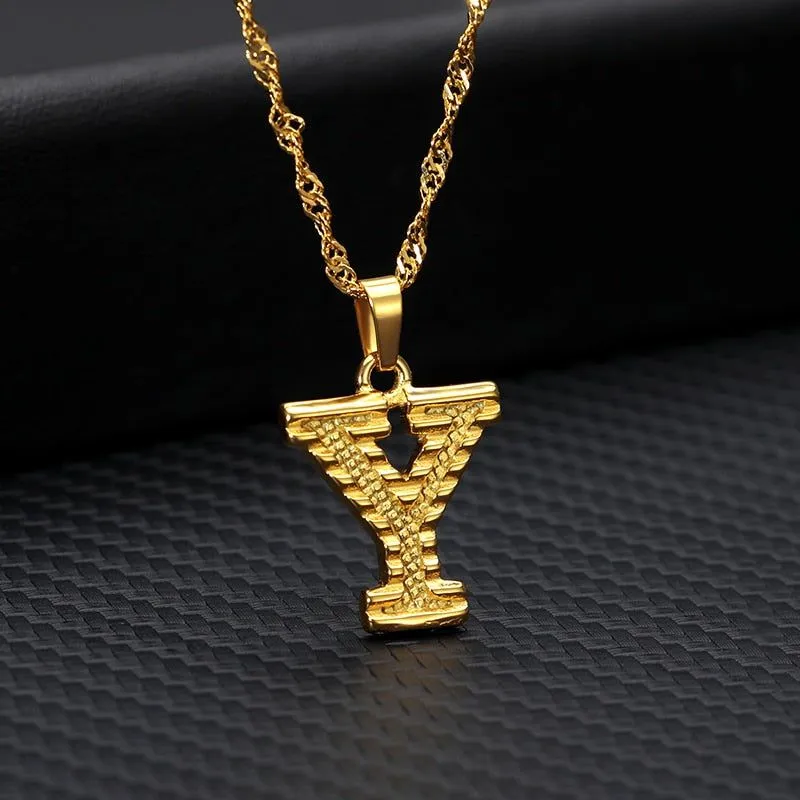 Capital Letter Necklaces Charm Jewelry NCJSOII24 Stainless Steel Golden Color