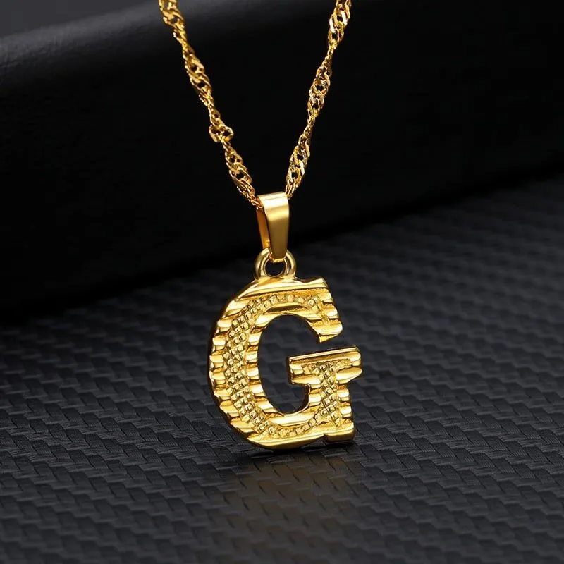 Capital Letter Necklaces Charm Jewelry NCJSOII24 Stainless Steel Golden Color