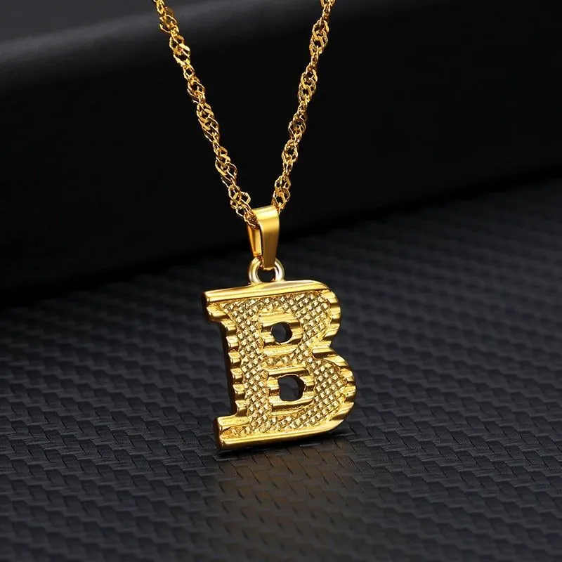 Capital Letter Necklaces Charm Jewelry NCJSOII24 Stainless Steel Golden Color