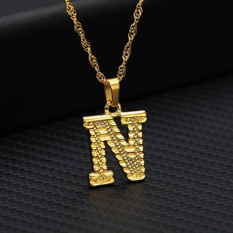 Capital Letter Necklaces Charm Jewelry NCJSOII24 Stainless Steel Golden Color