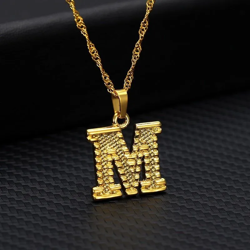 Capital Letter Necklaces Charm Jewelry NCJSOII24 Stainless Steel Golden Color