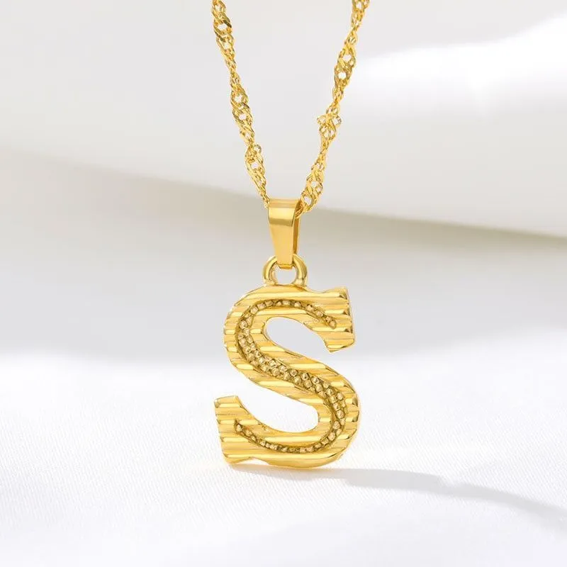 Capital Letter Necklaces Charm Jewelry NCJSOII24 Stainless Steel Golden Color