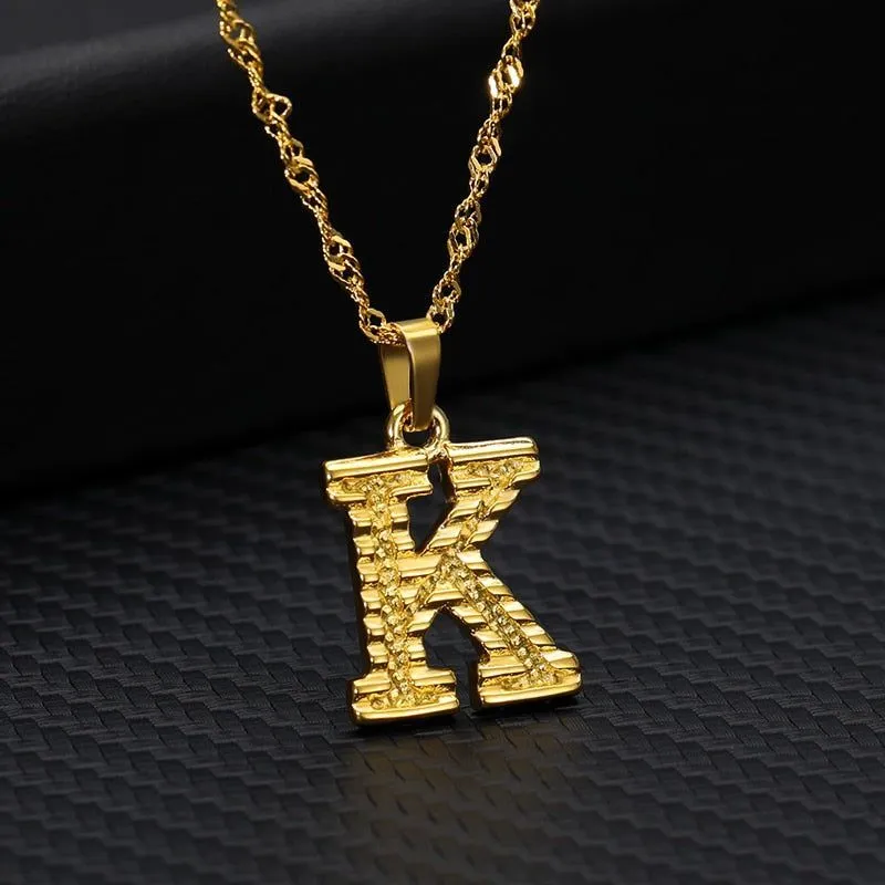 Capital Letter Necklaces Charm Jewelry NCJSOII24 Stainless Steel Golden Color