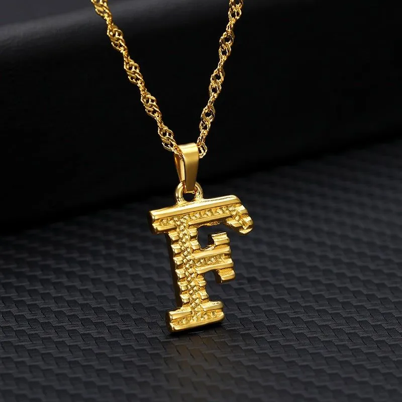 Capital Letter Necklaces Charm Jewelry NCJSOII24 Stainless Steel Golden Color