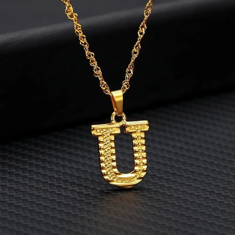 Capital Letter Necklaces Charm Jewelry NCJSOII24 Stainless Steel Golden Color