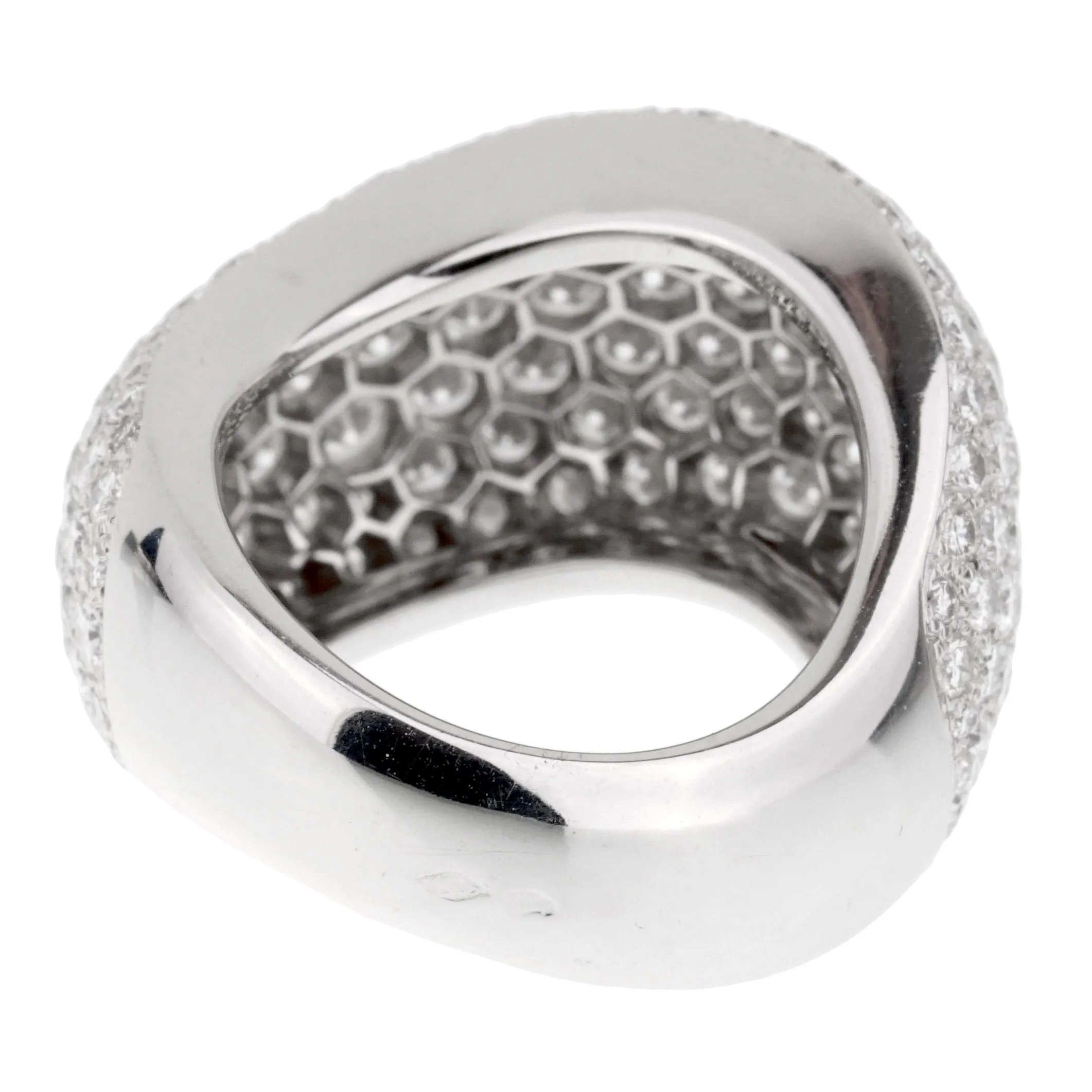 Cartier Pave Diamond White Gold Cocktail Ring Size 6