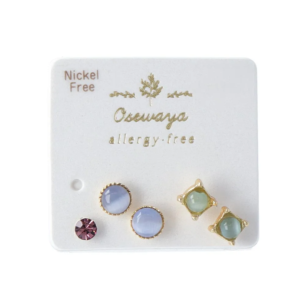 Cat's Eye Stone Stud Set