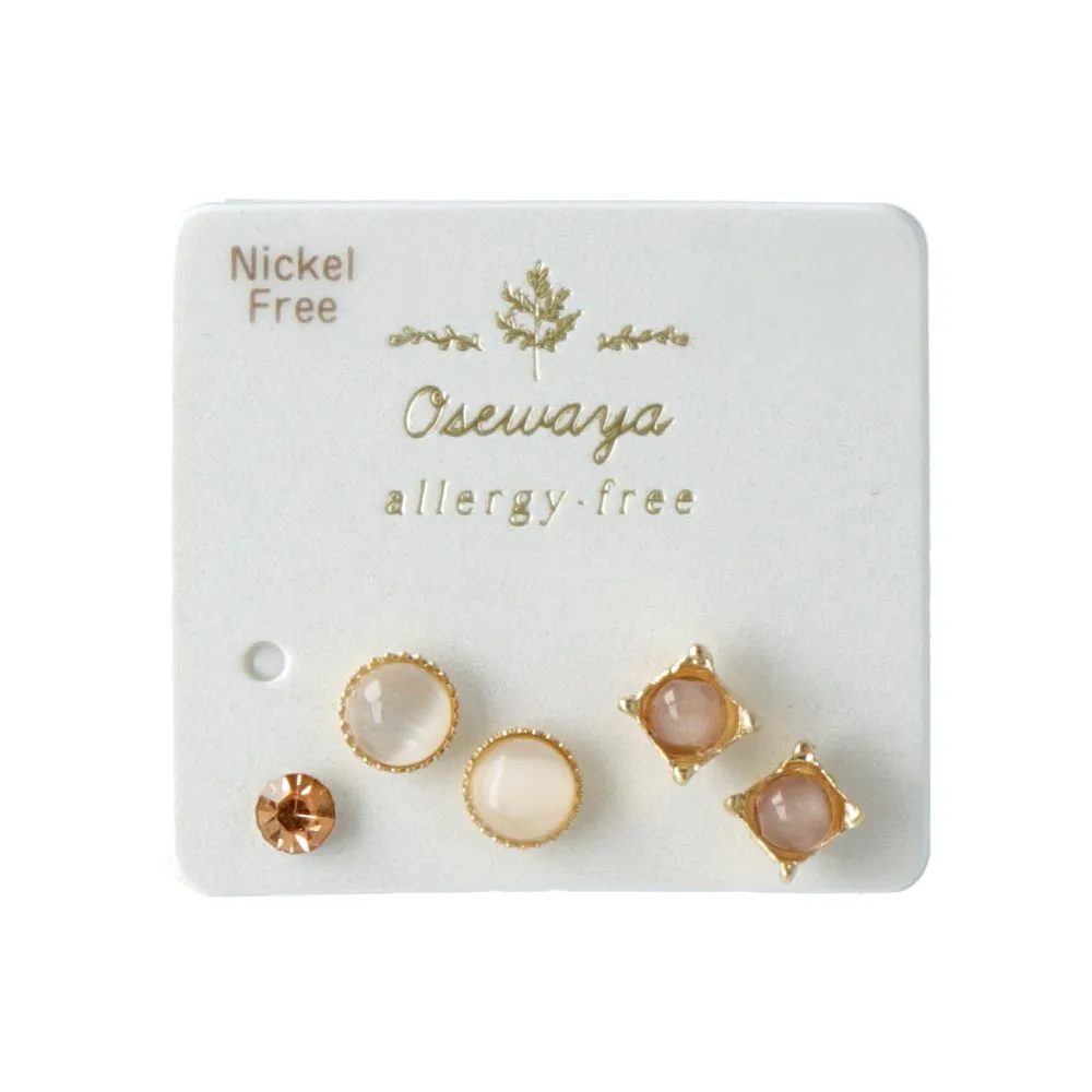 Cat's Eye Stone Stud Set