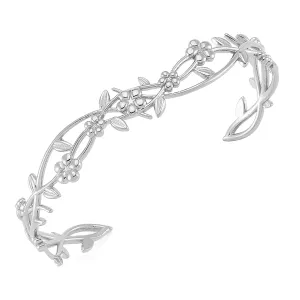 Cherry Blossom Handmade Silver Bracelet Cuff