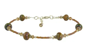 Chestnut Topaz Lampwork Bead Anklet