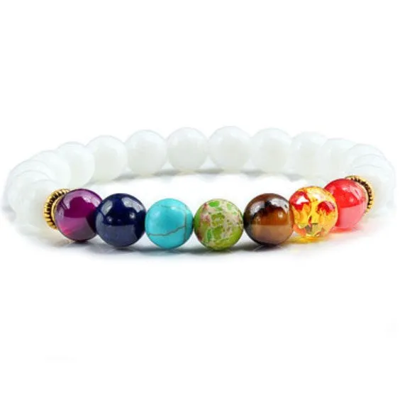 Colorful Beaded Volcanic Agate Stone Yoga Bracelet