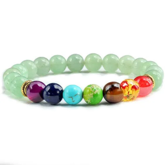 Colorful Beaded Volcanic Agate Stone Yoga Bracelet