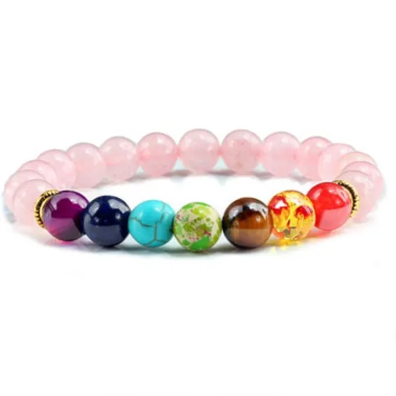 Colorful Beaded Volcanic Agate Stone Yoga Bracelet