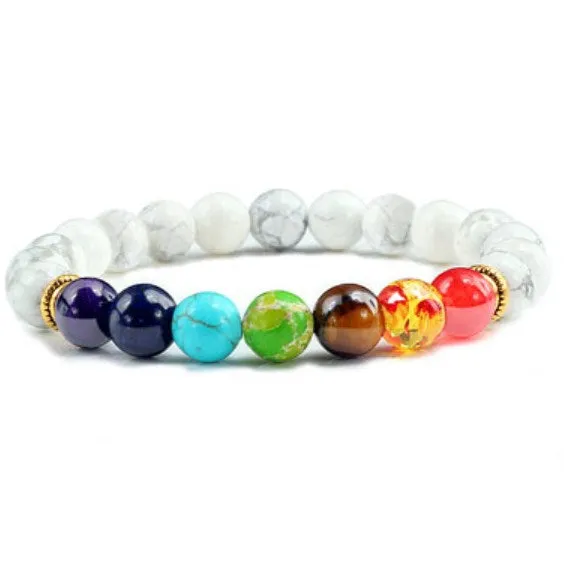 Colorful Beaded Volcanic Agate Stone Yoga Bracelet