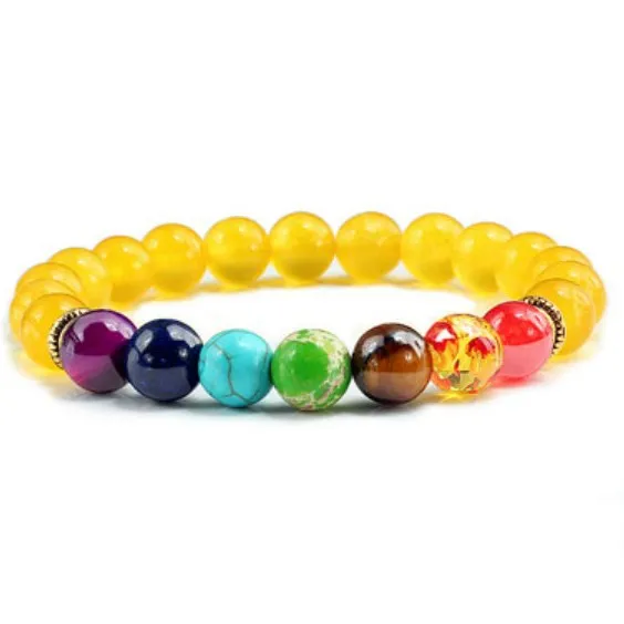 Colorful Beaded Volcanic Agate Stone Yoga Bracelet