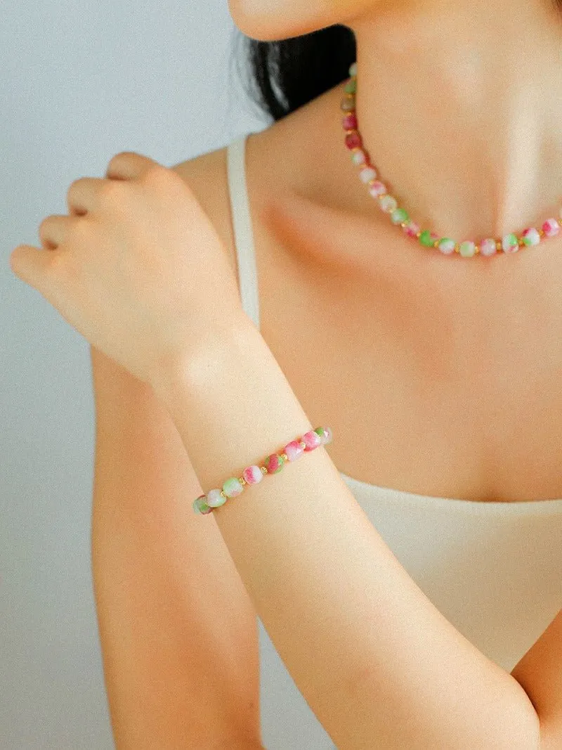 Colorful Dopamine Candy Tourmaline Beaded Bracelet