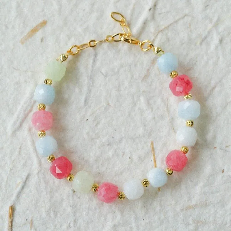 Colorful Dopamine Candy Tourmaline Beaded Bracelet