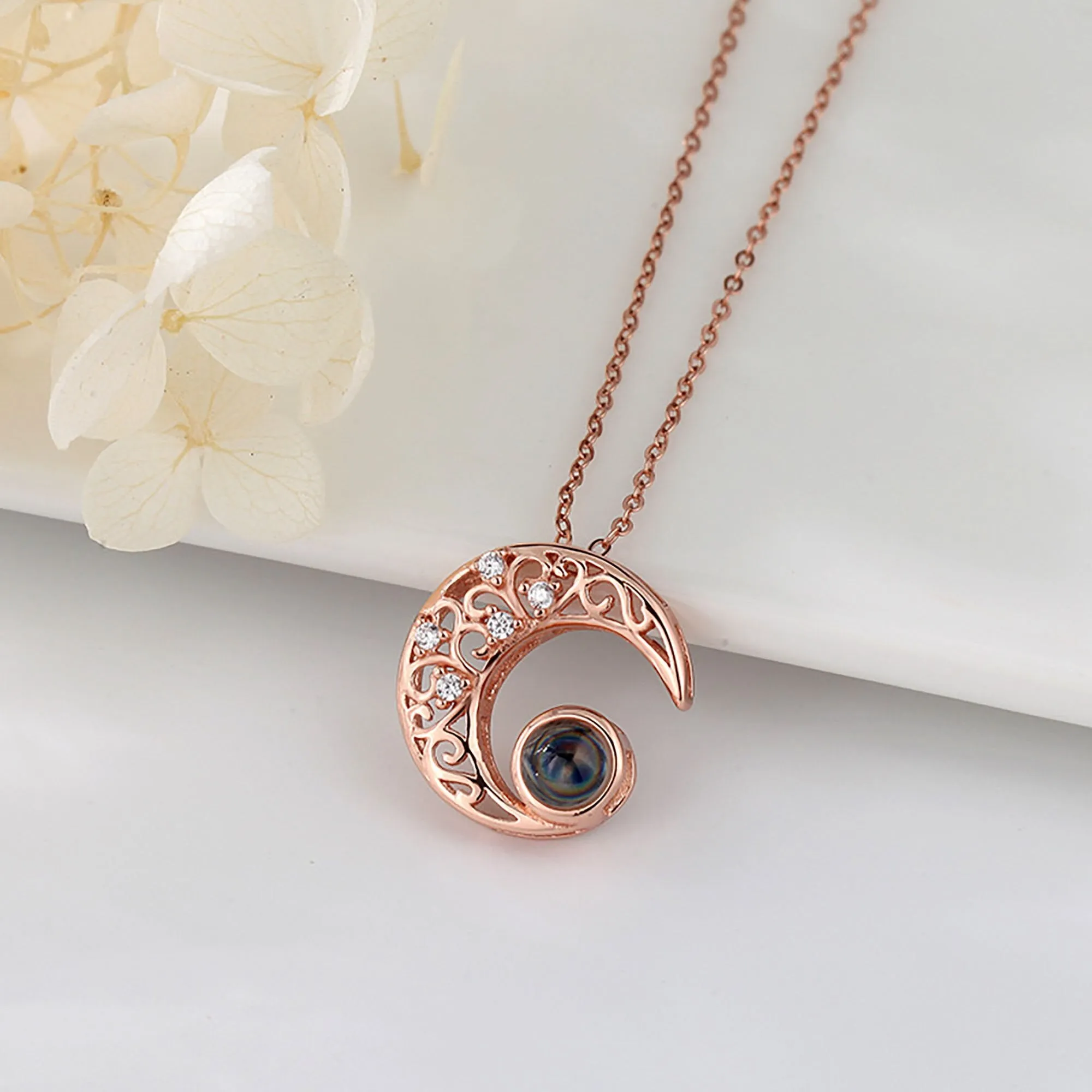 Custom Projection Photo Necklace Trendy Star Moon Necklace for Women Fashion Jewelry