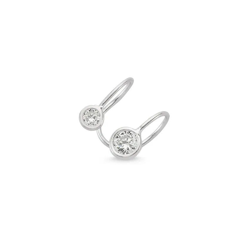 Dainty Simple Mini Bezel Ear Cuff Earrings in Silver