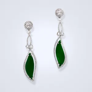 Dangling Jade Diamond Earrings