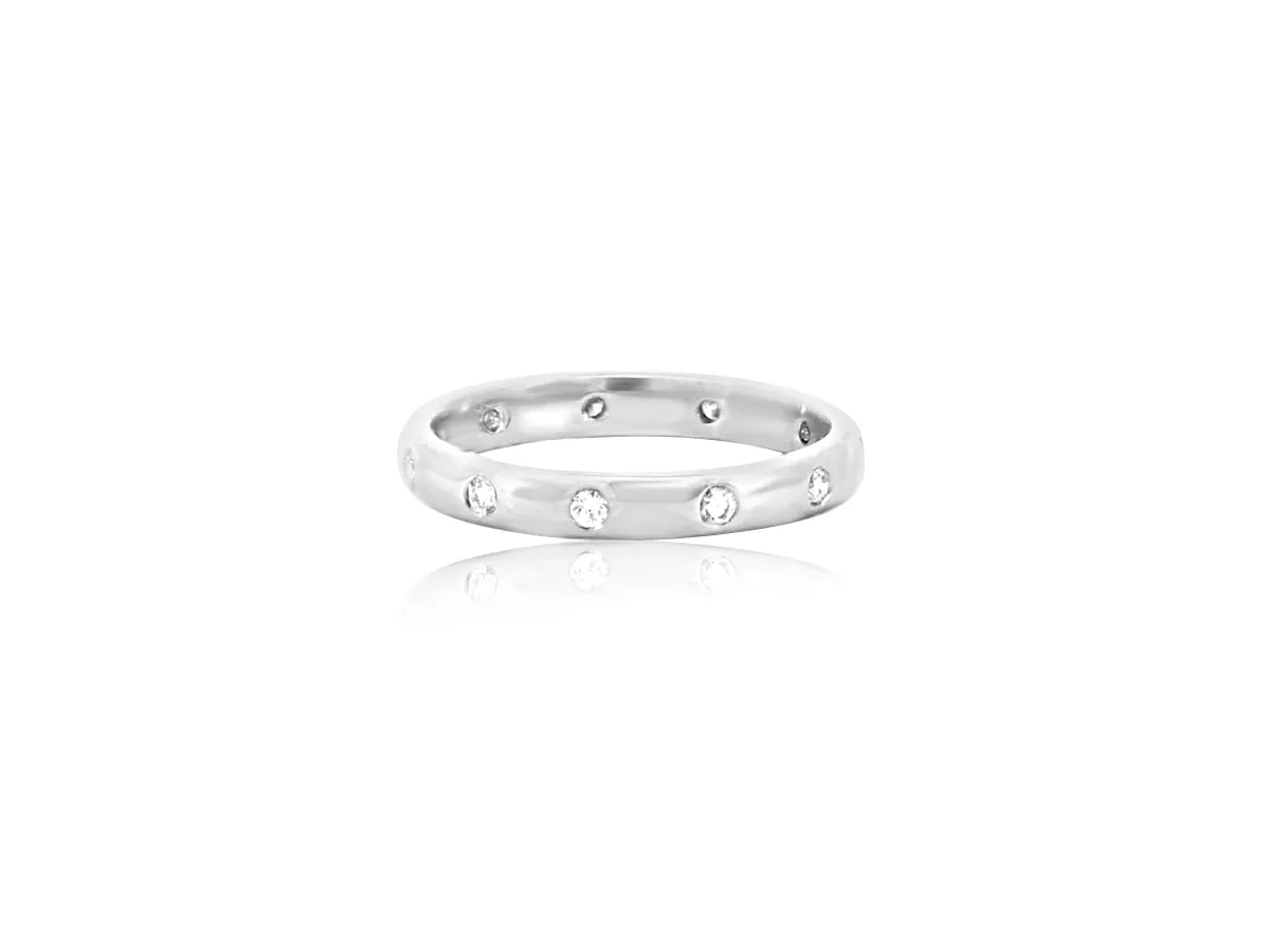 Diamond Flush Set White Gold Ring