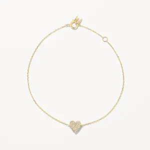 Diamond Pave Heart Bracelet in 10k Gold