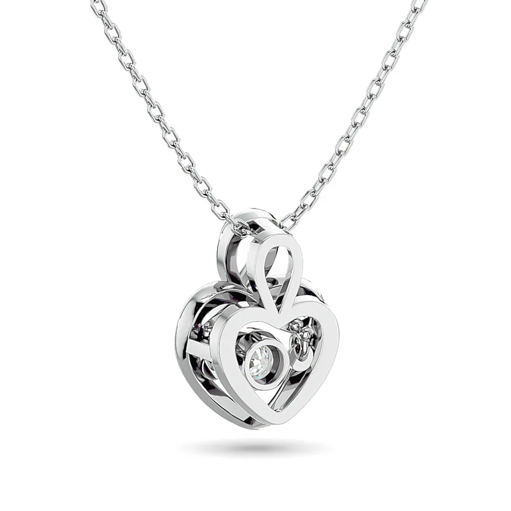 Diamond Shimmering Heart Pendant 1/20 ct tw in Sterling Silver