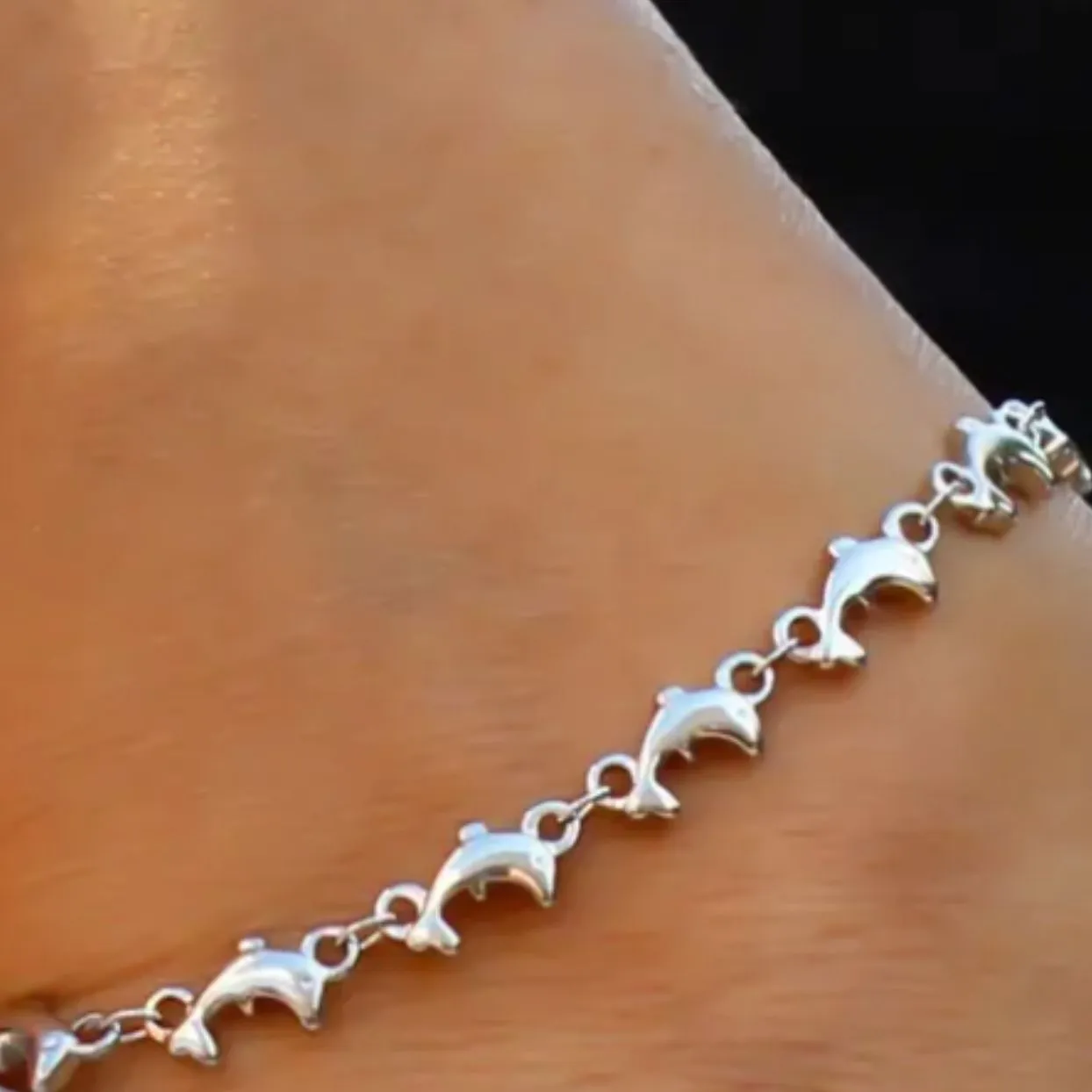 DOLPHIN SILVER & 18k GOLD ANKLETS - WATERPROOF BEACH READY!