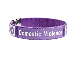 Domestic Violence Awareness Purple Ribbon Bangle Bracelets