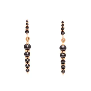 Double Pointe Drop Earrings - 14k Gold & Black Diamonds