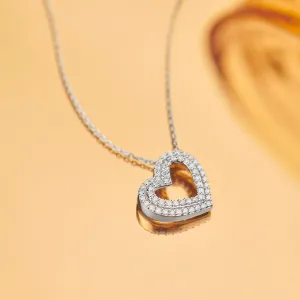 Double Row Heart Diamond Necklace